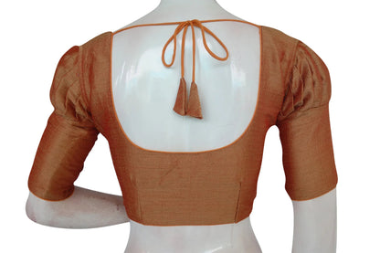 Creamy Peach Color Plain Puff Sleeve Readymade Blouse - D3blouses