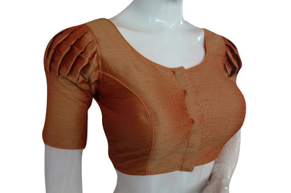 Creamy Peach Color Plain Puff Sleeve Readymade Blouse - D3blouses