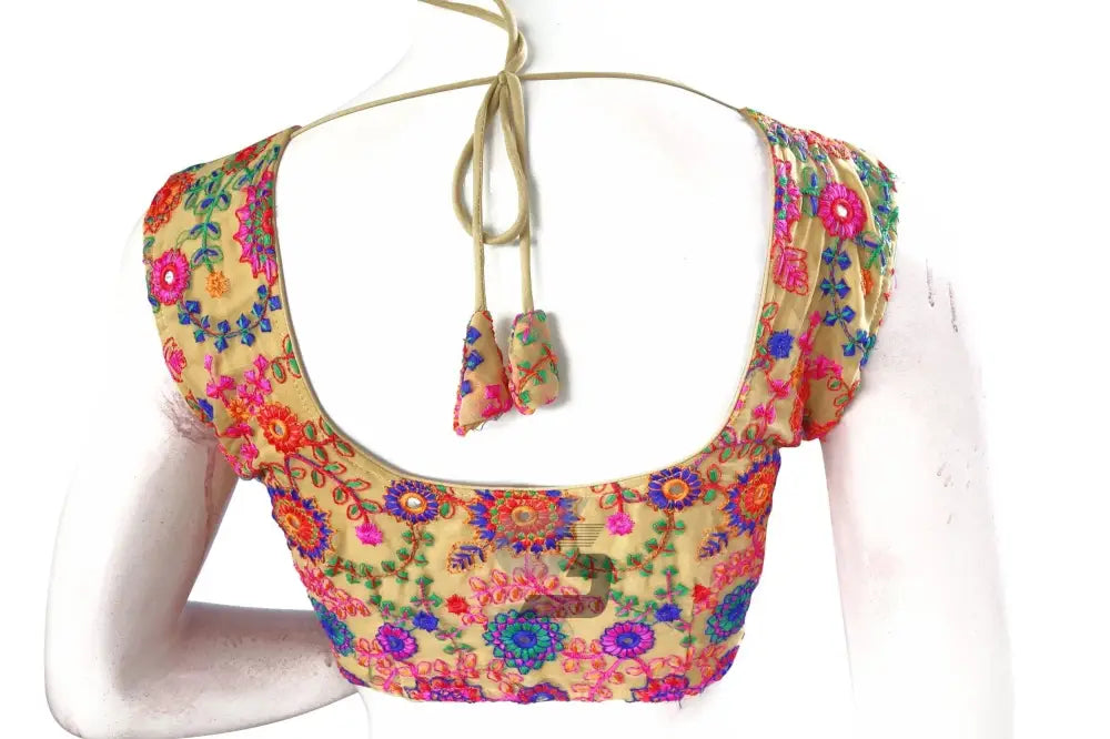 Dark Beige Color Multi Thread Embroidery Readymade Blouse - D3blouses