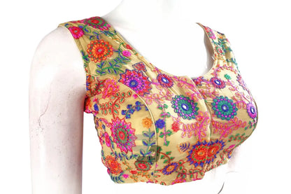 Dark Beige Color Multi Thread Embroidery Readymade Blouse - D3blouses