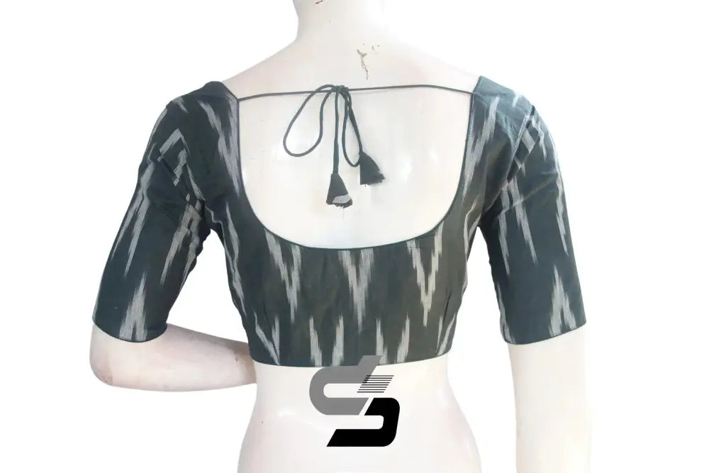 Dark Green, Shop Now for a Chic Look with Stylish Ikkat Cotton Readymade Blouse - D3blouses