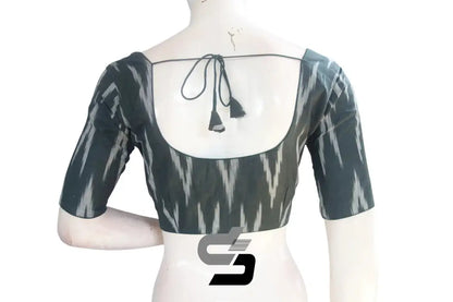 Dark Green, Shop Now for a Chic Look with Stylish Ikkat Cotton Readymade Blouse - D3blouses