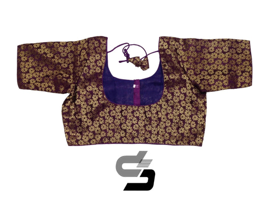 Dark Magenta Plus Size Brocade Silk Saree Blouses, Indian Ethnic Wear - D3blouses