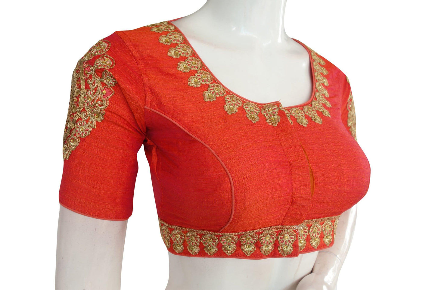 Dark Peach Color Cut Work Designer Readymade Saree Blouses - D3blouses