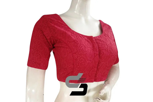 Dark Pink Color Chikankari Embroidery Readymade saree blouse - D3blouses