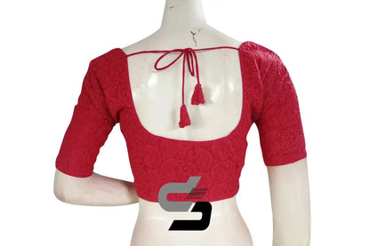 Dark Pink Color Chikankari Embroidery Readymade saree blouse - D3blouses