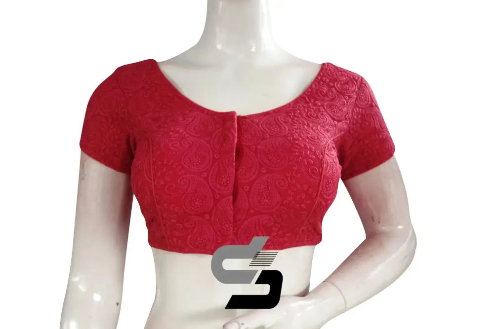 Dark Pink Color Chikankari Embroidery Readymade saree blouse, Indian Readymade blouse, Croptop - D3blouses
