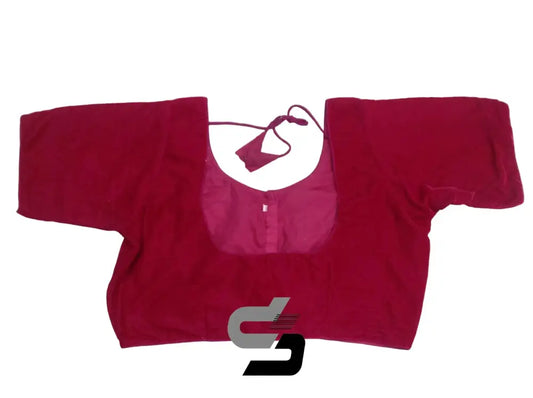Dark Pink Color Velvet Designer Readymade Saree Blouses, Plus Size Collections - D3blouses