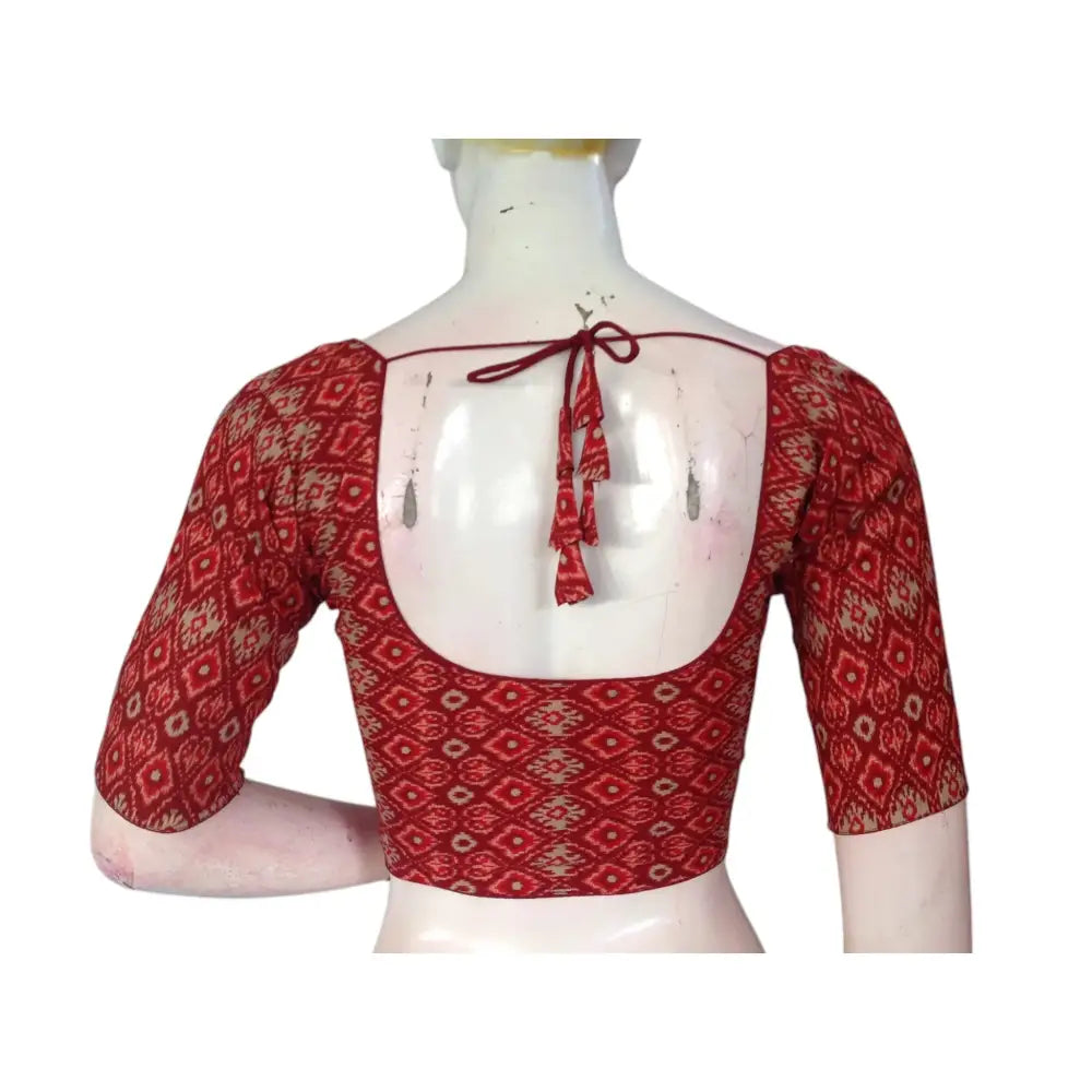 Dark Terracotta Cotton Ready made Saree Blouse: Earthy Chic - D3blouses