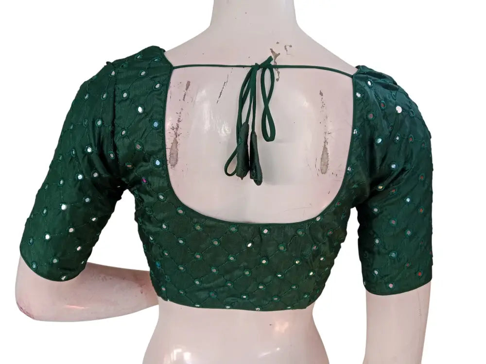 Designer Foil Mirror Work Readymade Blouse Online | Premium Semi-Silk Padded Princess Cut Blouse for Saree & Lehenga