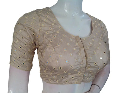 Designer Foil Mirror Work Readymade Blouse Online | Premium Semi-Silk Padded Princess Cut Blouse for Saree & Lehenga