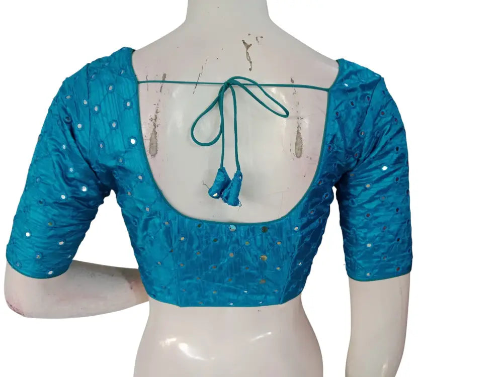 Designer Foil Mirror Work Readymade Blouse Online | Premium Semi-Silk Padded Princess Cut Blouse for Saree & Lehenga