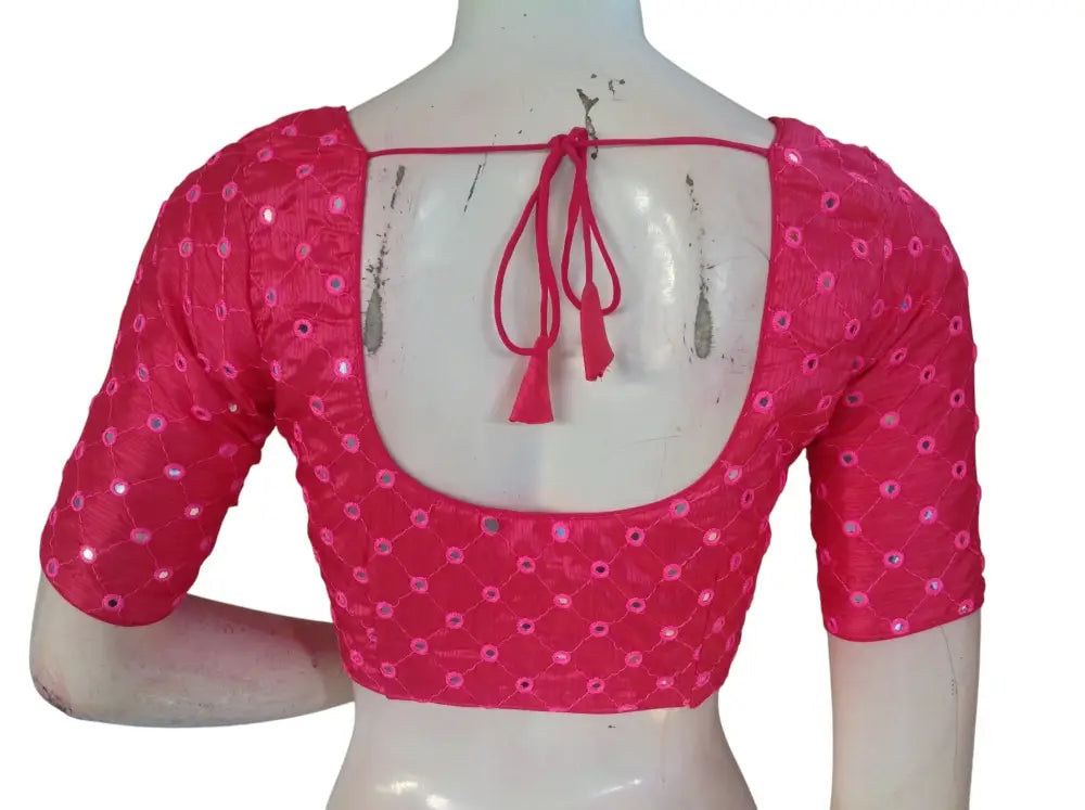 Designer Foil Mirror Work Readymade Blouse Online | Premium Semi-Silk Padded Princess Cut Blouse for Saree & Lehenga