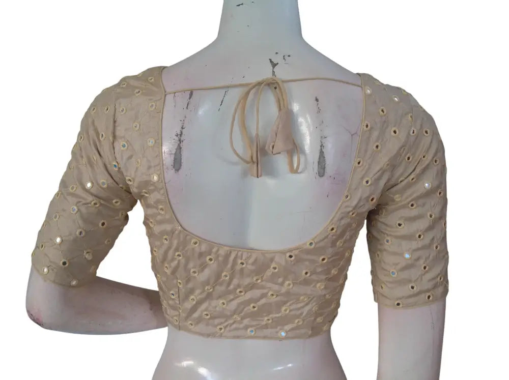 Designer Foil Mirror Work Readymade Blouse Online | Premium Semi-Silk Padded Princess Cut Blouse for Saree & Lehenga