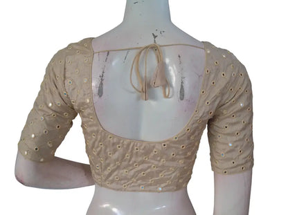 Designer Foil Mirror Work Readymade Blouse Online | Premium Semi-Silk Padded Princess Cut Blouse for Saree & Lehenga