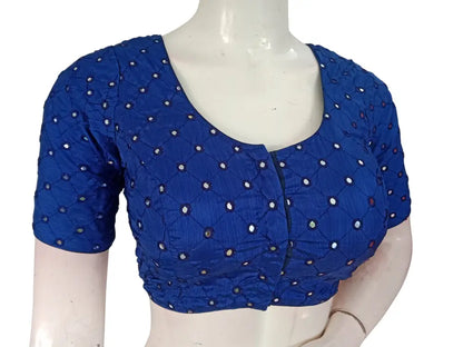 Designer Foil Mirror Work Readymade Blouse Online | Premium Semi-Silk Padded Princess Cut Blouse for Saree & Lehenga