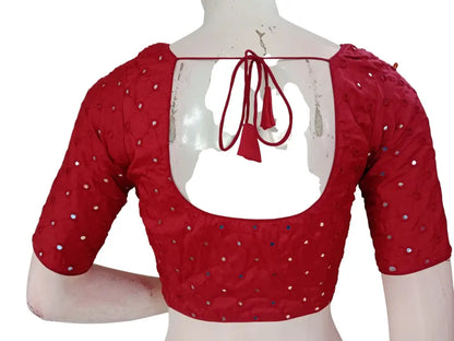 Designer Foil Mirror Work Readymade Blouse Online | Premium Semi-Silk Padded Princess Cut Blouse for Saree & Lehenga