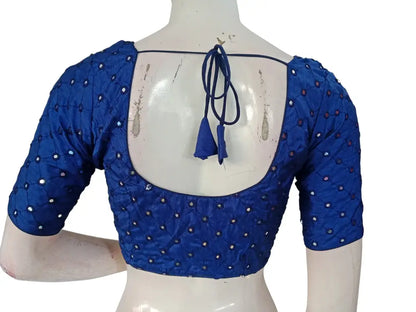 Designer Foil Mirror Work Readymade Blouse Online | Premium Semi-Silk Padded Princess Cut Blouse for Saree & Lehenga