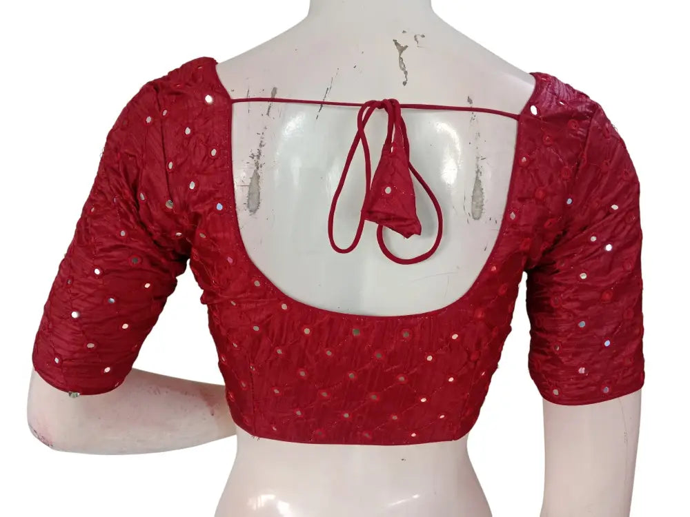 Designer Foil Mirror Work Readymade Blouse Online | Premium Semi-Silk Padded Princess Cut Blouse for Saree & Lehenga