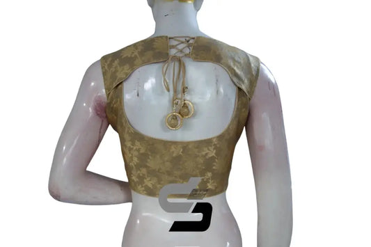 Designer High Neck Silk Saree Blouses - Radiant Gold - D3blouses
