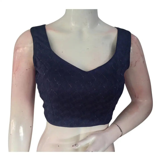 Designer Navy Blue Color Georgette Blouse - Intricate Partywear Top - D3blouses