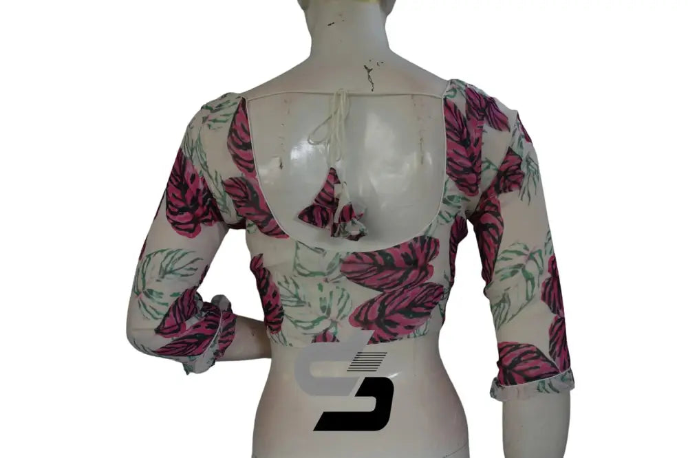 Designer White Organza Saree Readymade Blouse and Tassel Embellishments - D3blouses