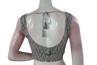 Discover Elegance, Grey Ikkat Designer Readymade Saree Blouse - D3blouses