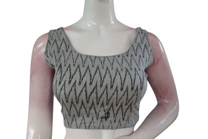 Discover Elegance, Grey Ikkat Designer Readymade Saree Blouse - D3blouses
