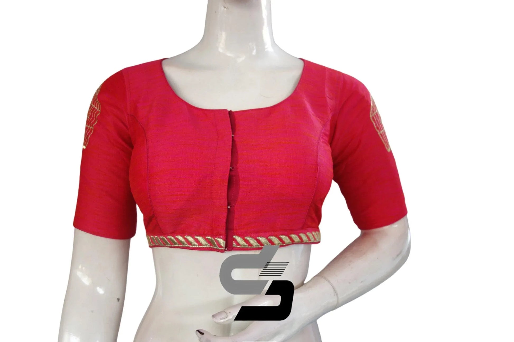 "Discover the Charm of Peach Pink: Designer Embroidery Readymade Saree Blouses" - D3blouses