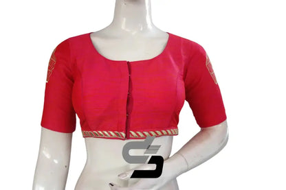 "Discover the Charm of Peach Pink: Designer Embroidery Readymade Saree Blouses" - D3blouses