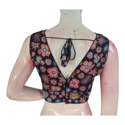 Earthy Dark Green Sequin Organza Blouse | Party Top | Indian Designer Blouse - D3blouses