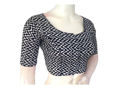 Effortless Chic: Black High-Neck Cotton Blouse for Working womens - D3blouses