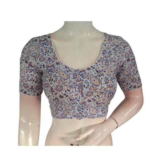 Effortless Chic: Off-White Cotton Readymade Saree Blouses | USA - D3blouses