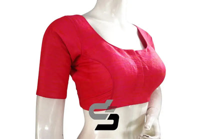 Effortless Elegance for Every Occasion, Peach Pink Semi Silk Plain Readymade Saree Blouse - D3blouses