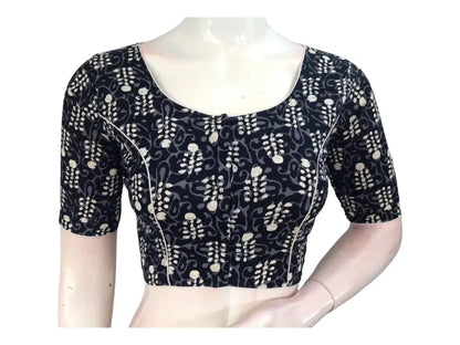 Effortless Elegance in Black: High-Neck Cotton Blouse - D3blouses