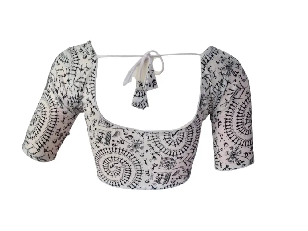 Eggshell Cotton Readymade Saree Blouse: A Delicate Delight - D3blouses