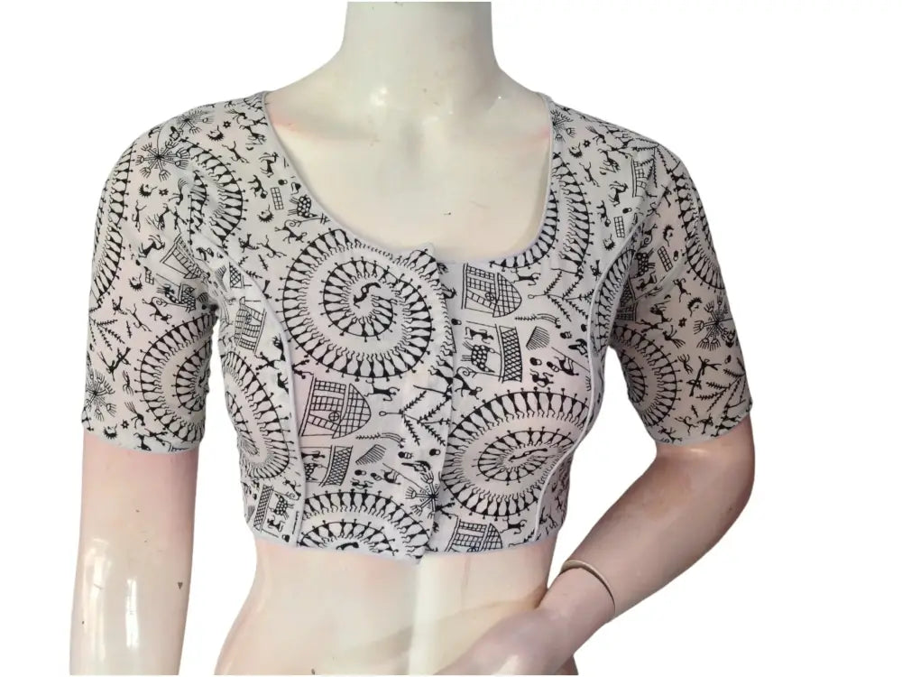 Eggshell Cotton Readymade Saree Blouse: A Delicate Delight - D3blouses