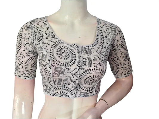 Eggshell Cotton Readymade Saree Blouse: A Delicate Delight - D3blouses