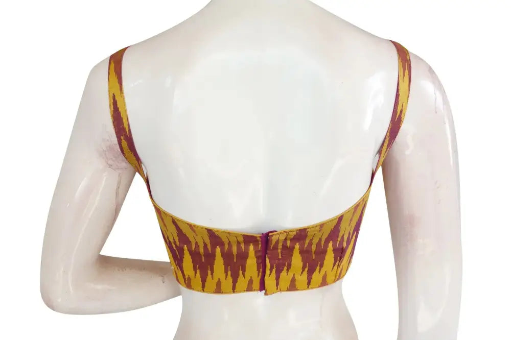 Elegant Multi Ikkat Silk Designer Blouse - Silk and Spaghetti Sophistication - D3blouses