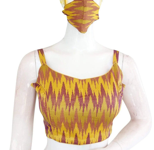 Elegant Multi Ikkat Silk Designer Blouse - Silk and Spaghetti Sophistication - D3blouses