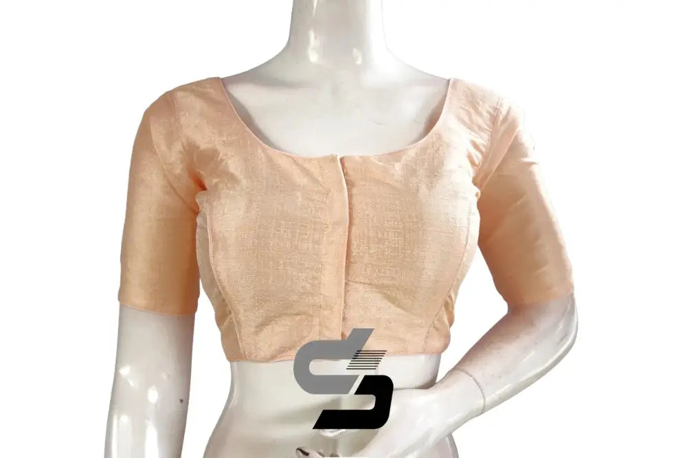 Elegant Peach Semi Silk Plain Readymade Saree Blouse - D3blouses