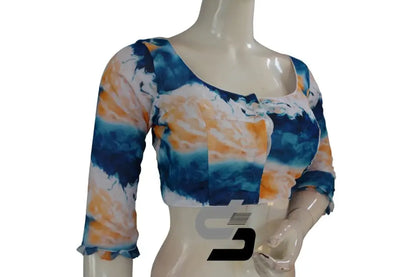 Elegant White Organza Saree Readymade Blouse with 3/4th Sleeves and Tassel Detail - D3blouses