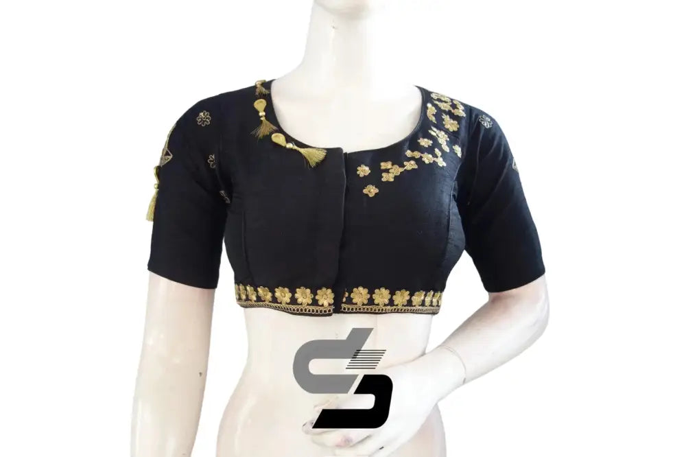 Elevate Your Style, Black High Neck Designer Silk Saree Blouses - D3blouses