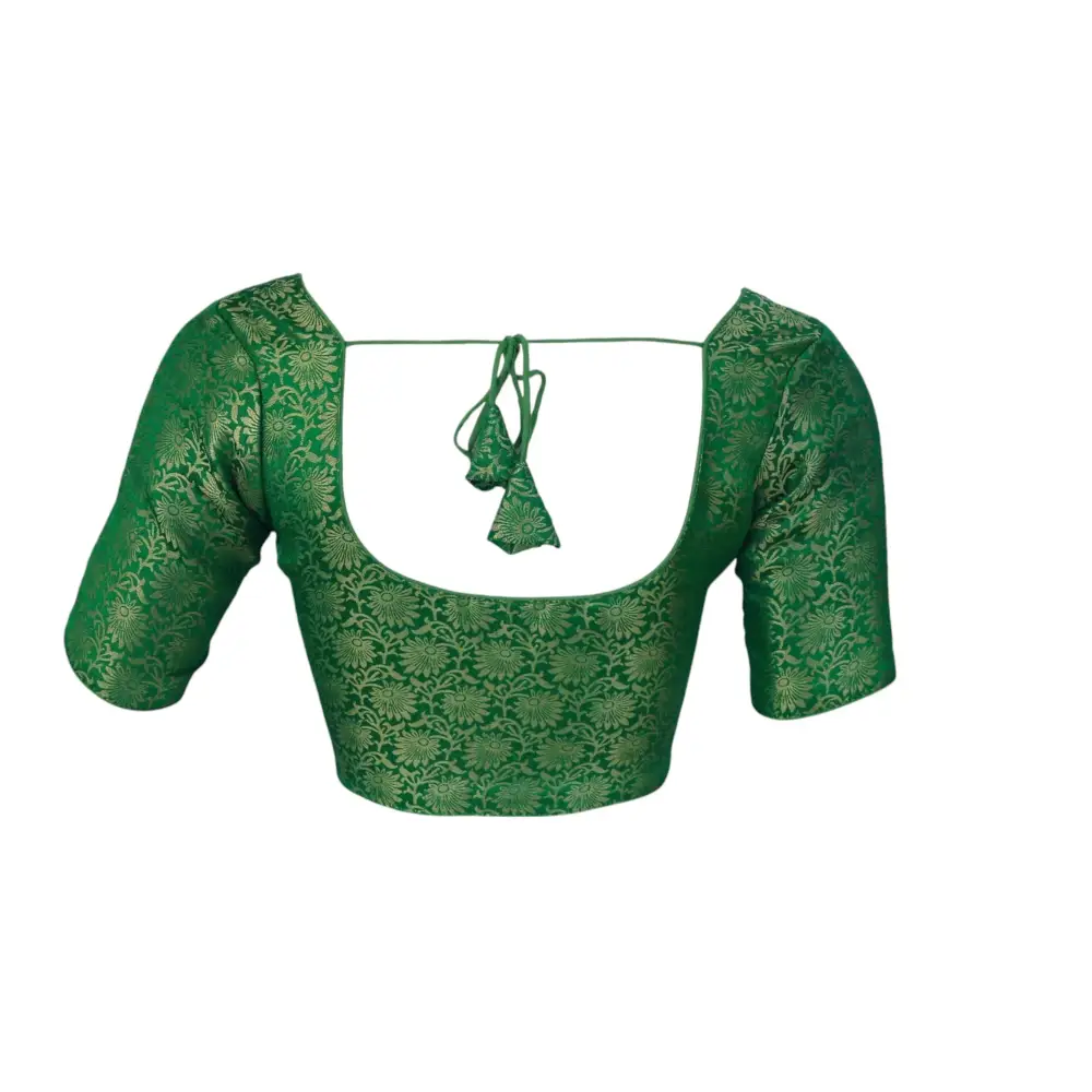 Emerald Green Brocade Silk Blouse | Ready to Wear Blouse - D3blouses