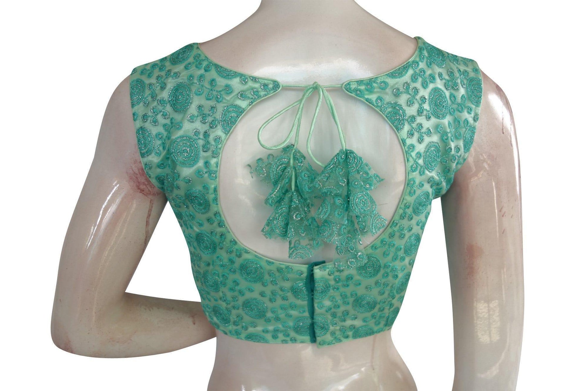 Exclusive Designer Floral Netted Readymade Saree Blouse - D3blouses