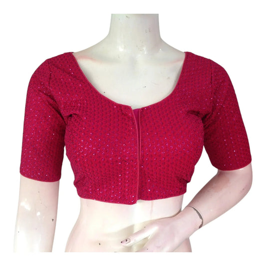 Exquisite Pink Color Semi Silk Designer Readymade Saree Blouse - D3blouses