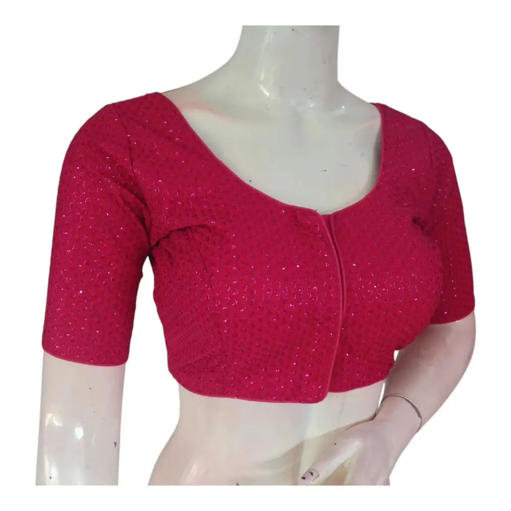 Exquisite Pink Color Semi Silk Designer Readymade Saree Blouse - D3blouses