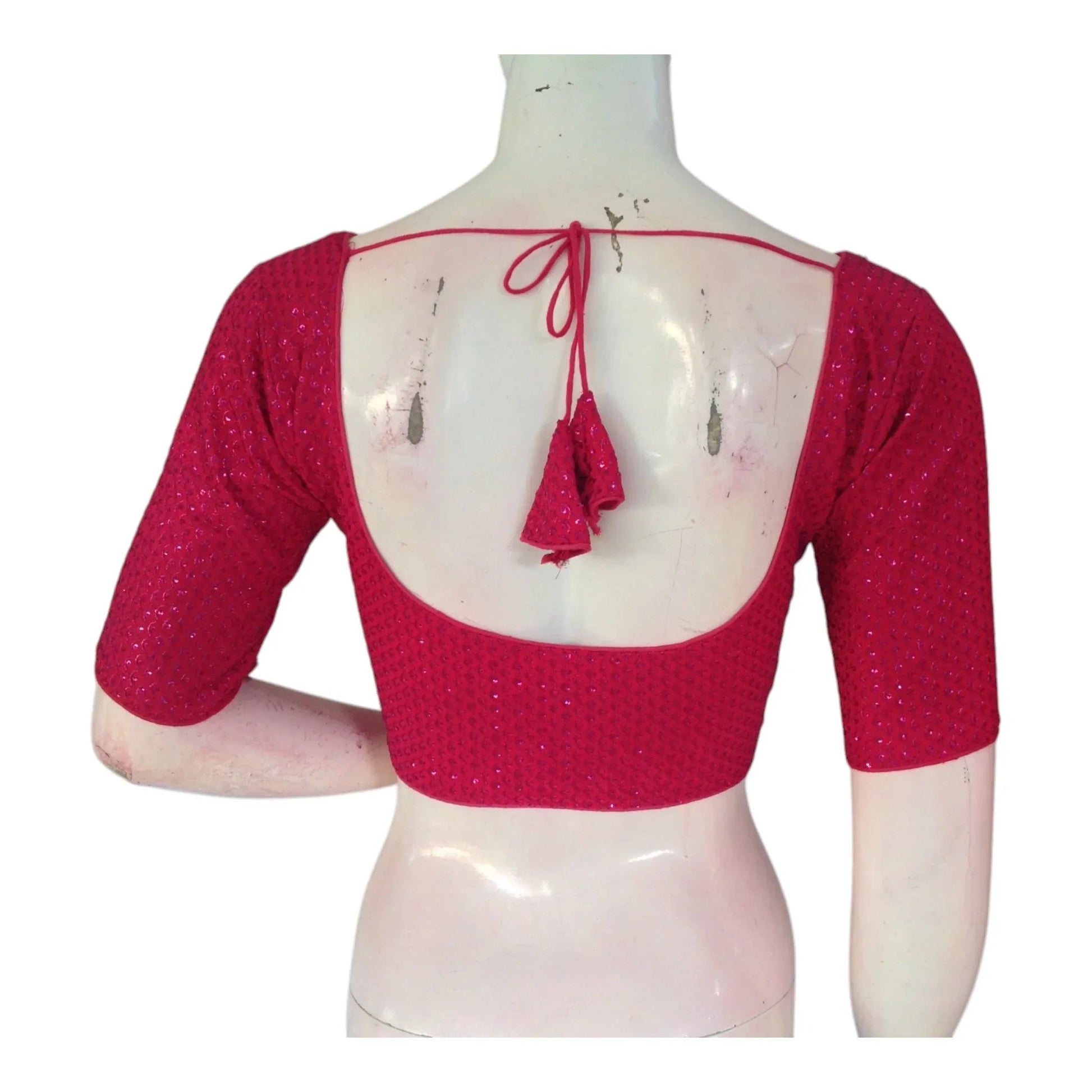 Exquisite Pink Color Semi Silk Designer Readymade Saree Blouse - D3blouses