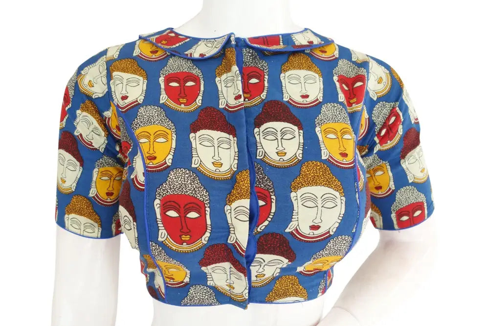 Fashionable Kalamkari Designer Cotton Saree Blouse, Ready-to-Wear - D3blouses