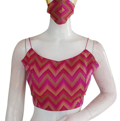 Fashionable Multi Ikkat Silk Designer Blouse - Spaghetti Strap Trend - D3blouses